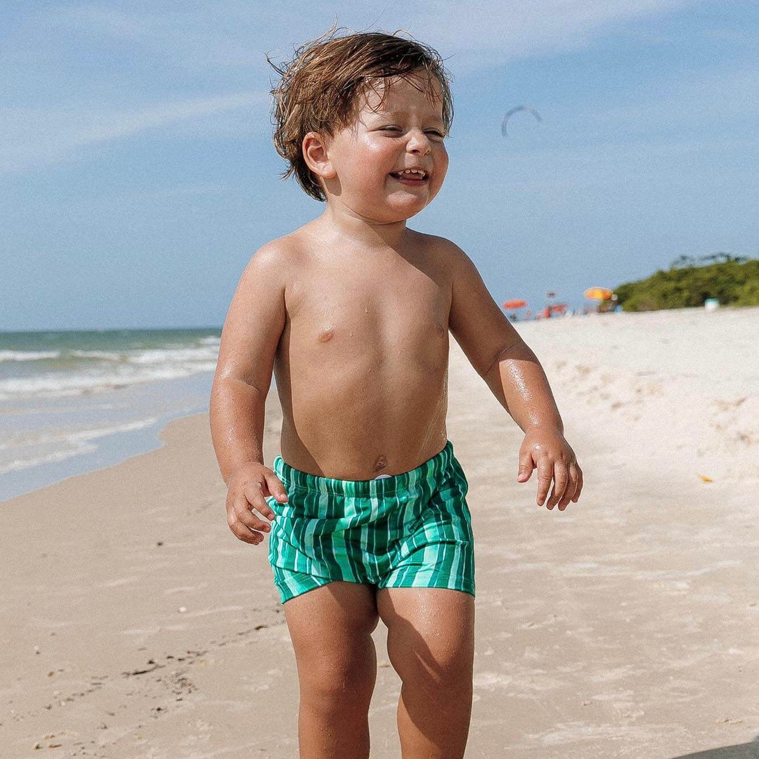 Sunguinha de praia estampada na cor Verde Listras da Lili Sampedro 