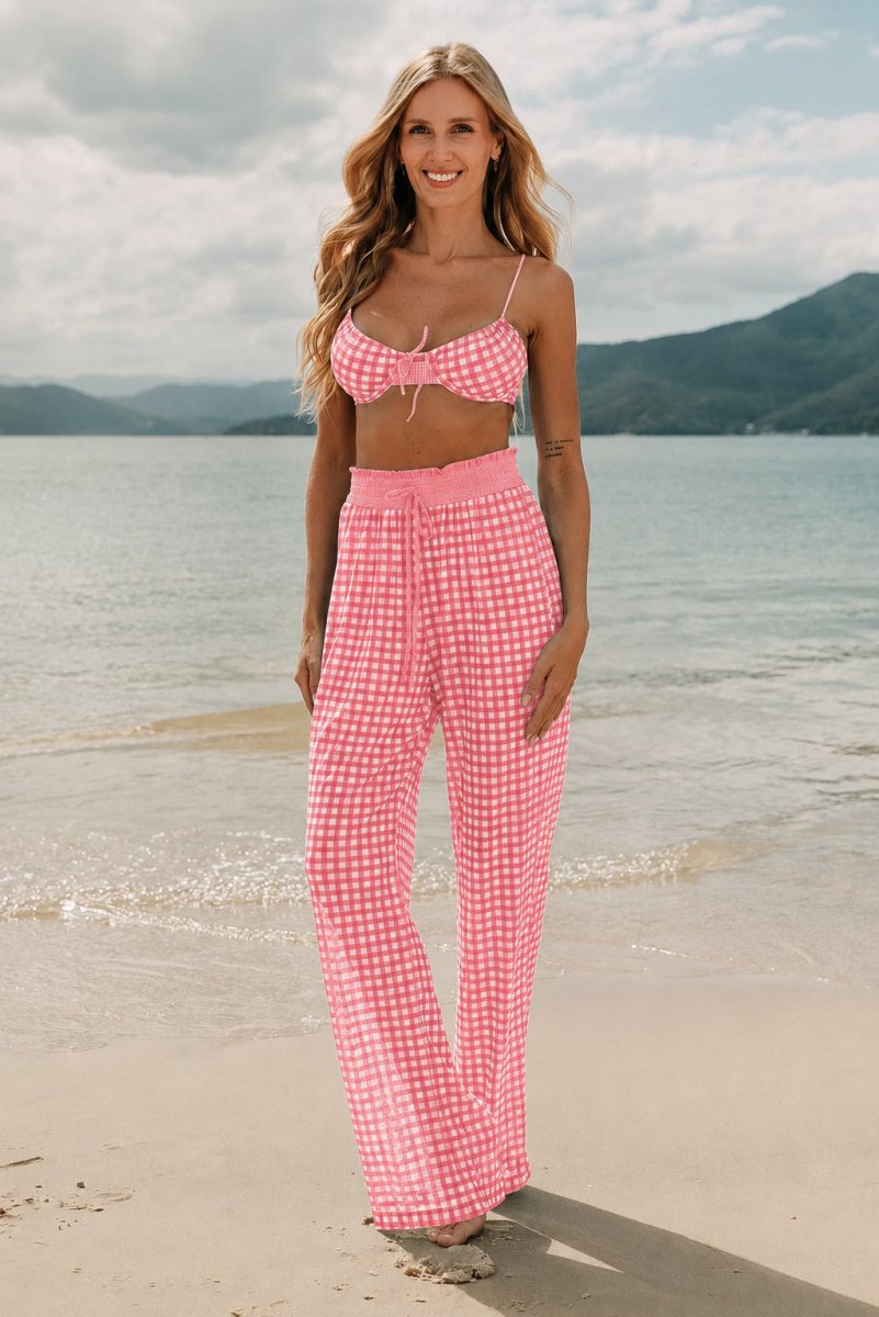 Calça Daniella Vichy Rosa - Lili Sampedro