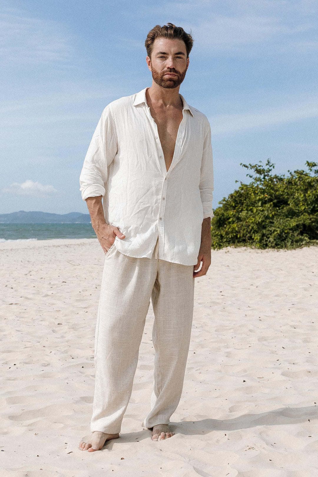 Roupas Masculinas CalÇas Boca De Sino Homem Calças Cremes Homem