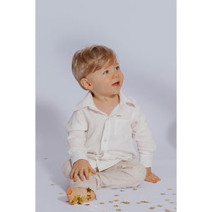 Camisa infantil de Linho off white para o reveillon da lili sampedro