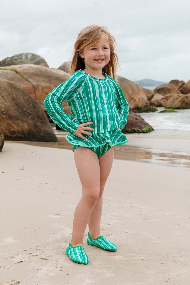 Sapatinho Neoprene Nico Listras Verdes - Lili Sampedro