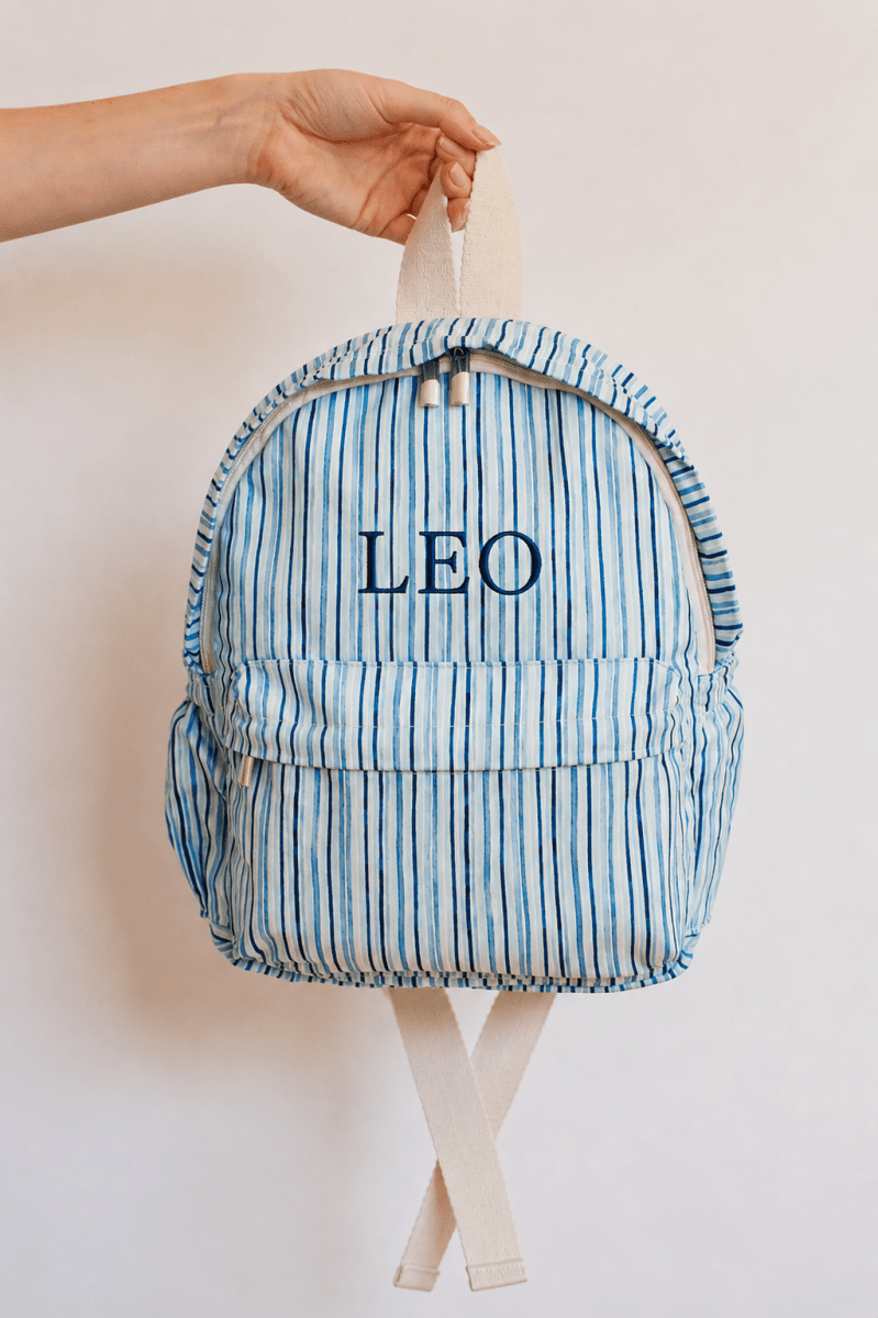 Mochila Infantil Listras Azul Claro - Lili Sampedro
