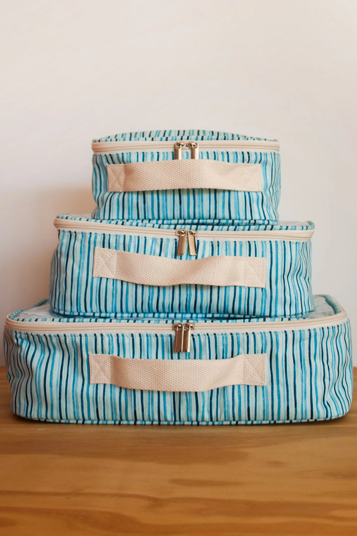 Organizadores de Mala Listras Azul Claro