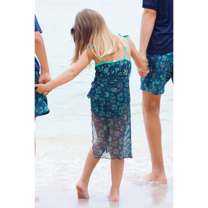 Pareo Infantil Saida de Praia Kids Coqueiros Azul Marinho Lili Sampedro