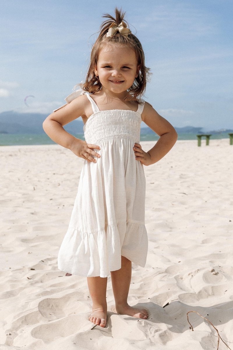 Vestido Maria Infantil Linho Off White - Lili Sampedro