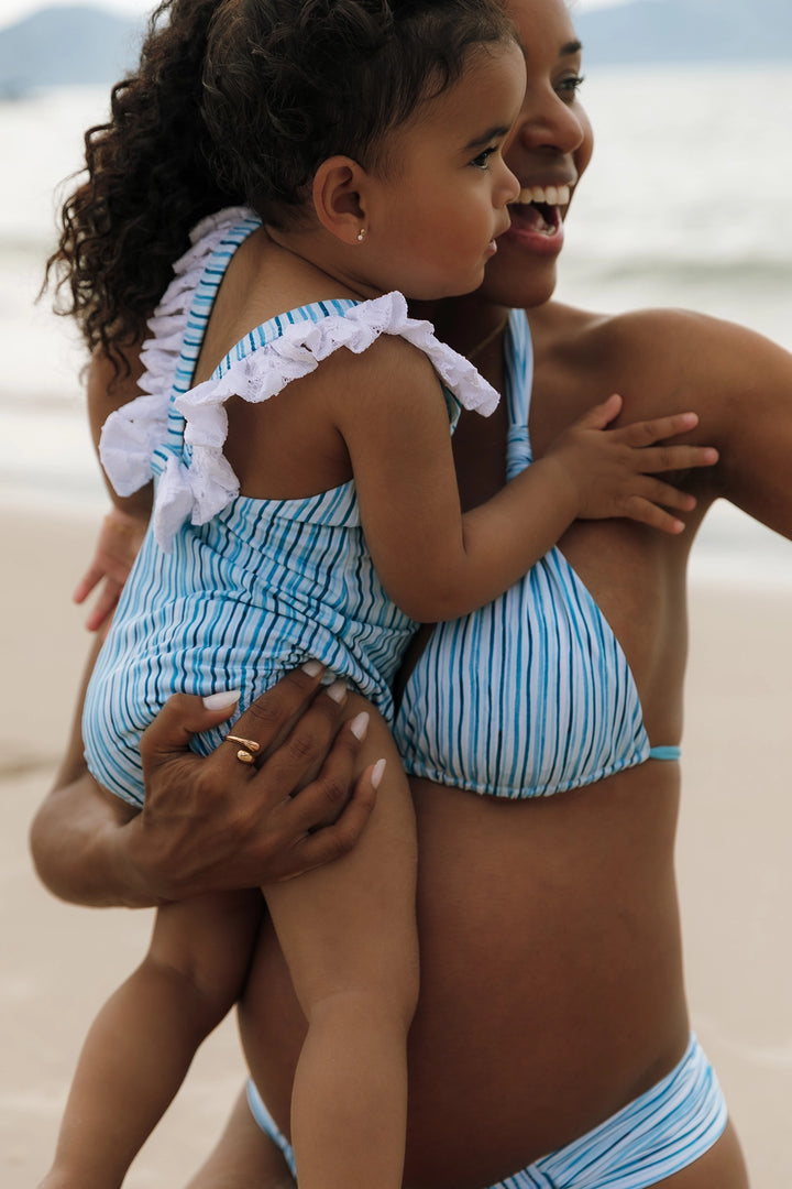 Maiozinho Celina Listras Azul Claro