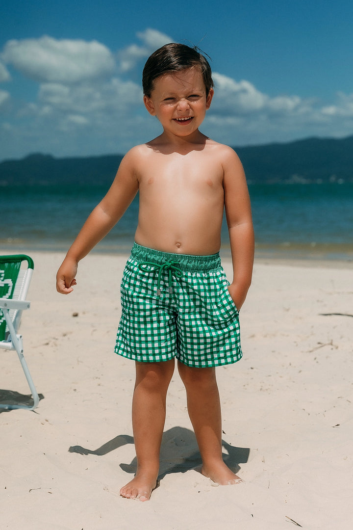 Short Infantil Vichy Verde
