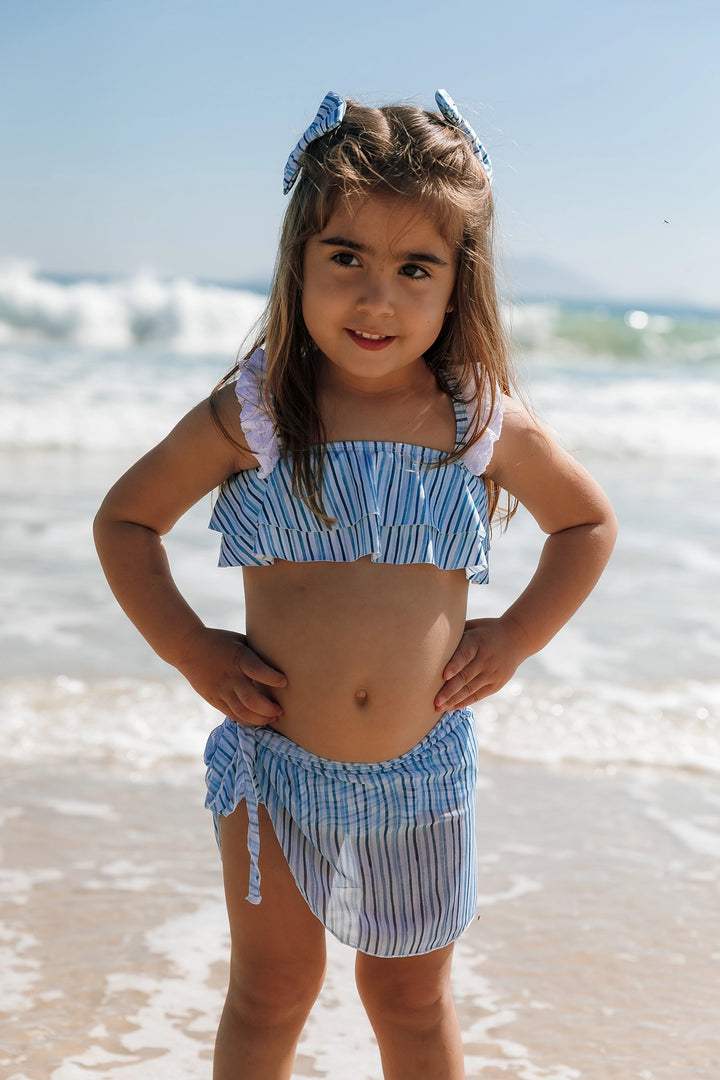 Pareô Infantil Listras Azul Claro