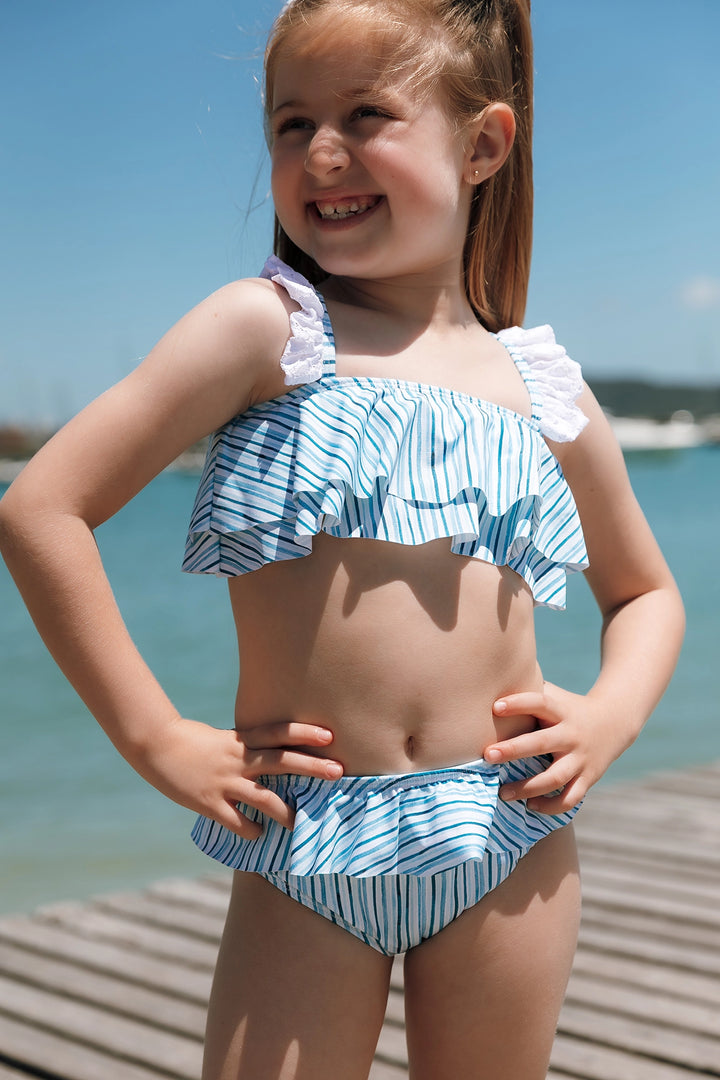 Biquininho Vicky Listras Azul Claro