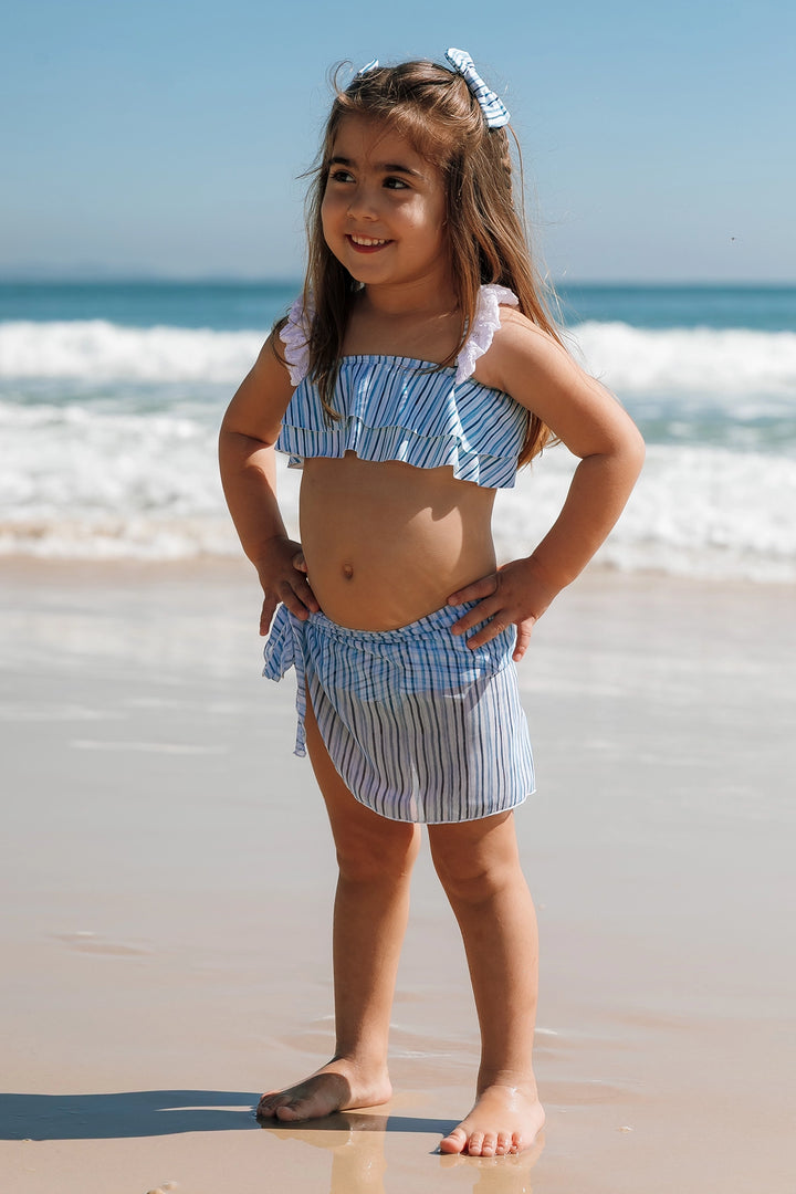 Pareô Infantil Listras Azul Claro