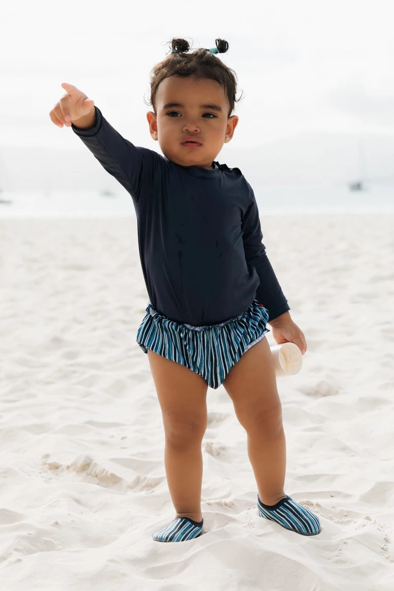 Body de Praia Infantil Manga Longa Proteção UV Azul Marinho