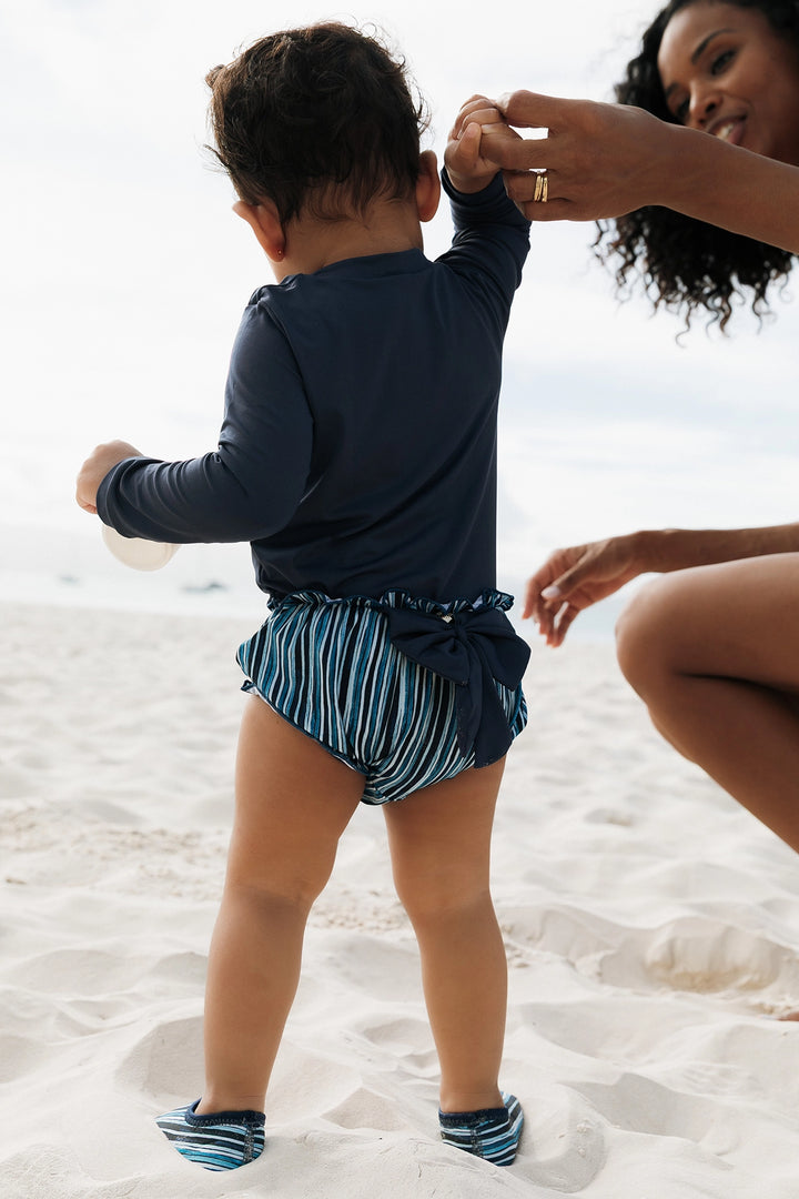 Tapa Fralda Serena Listras Azul Marinho