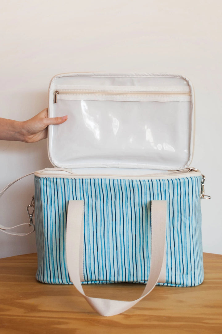 Bolsa Térmica Listras Azul Claro