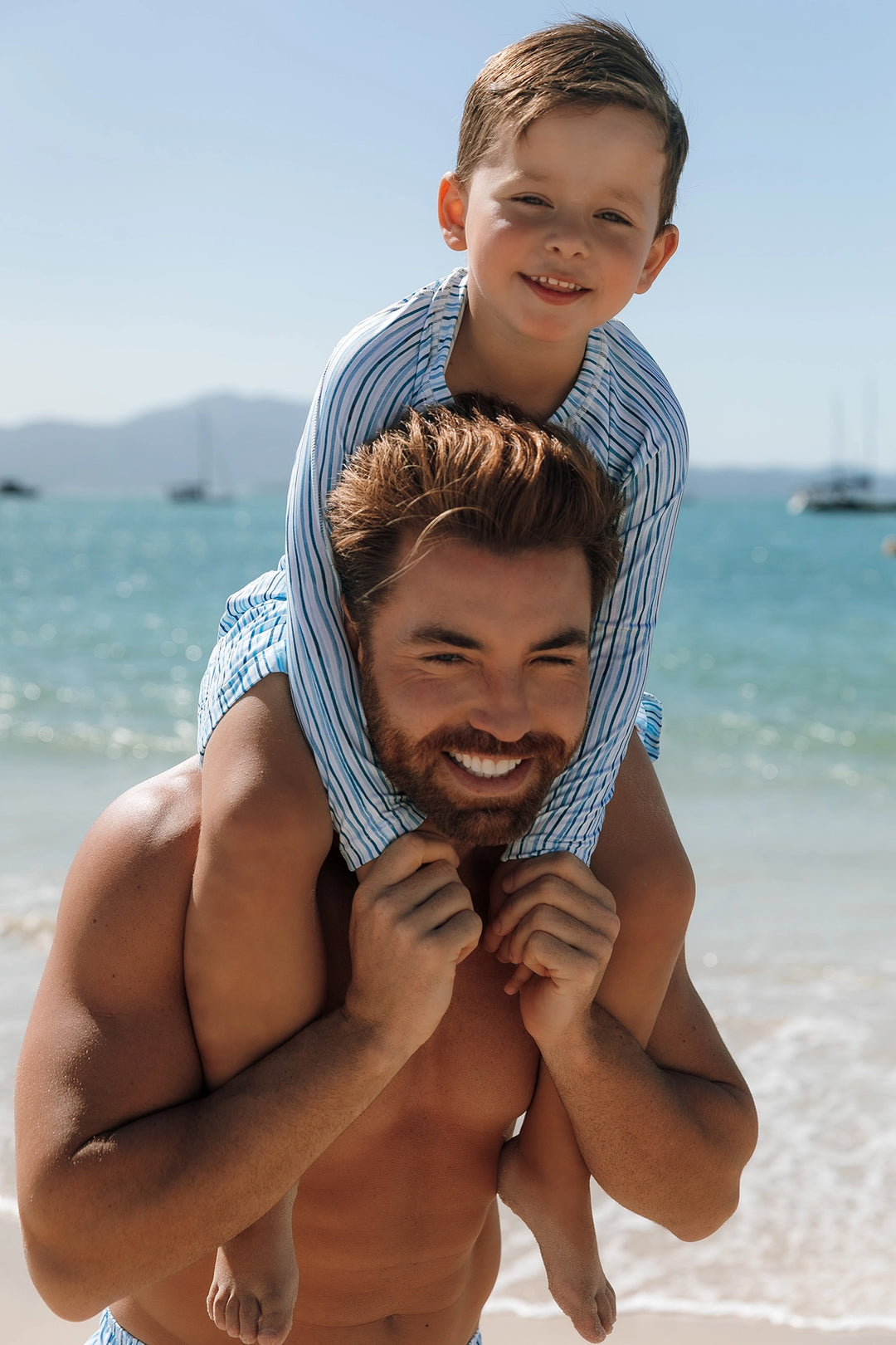 Camiseta Infantil Proteção UV Listras Azul Claro