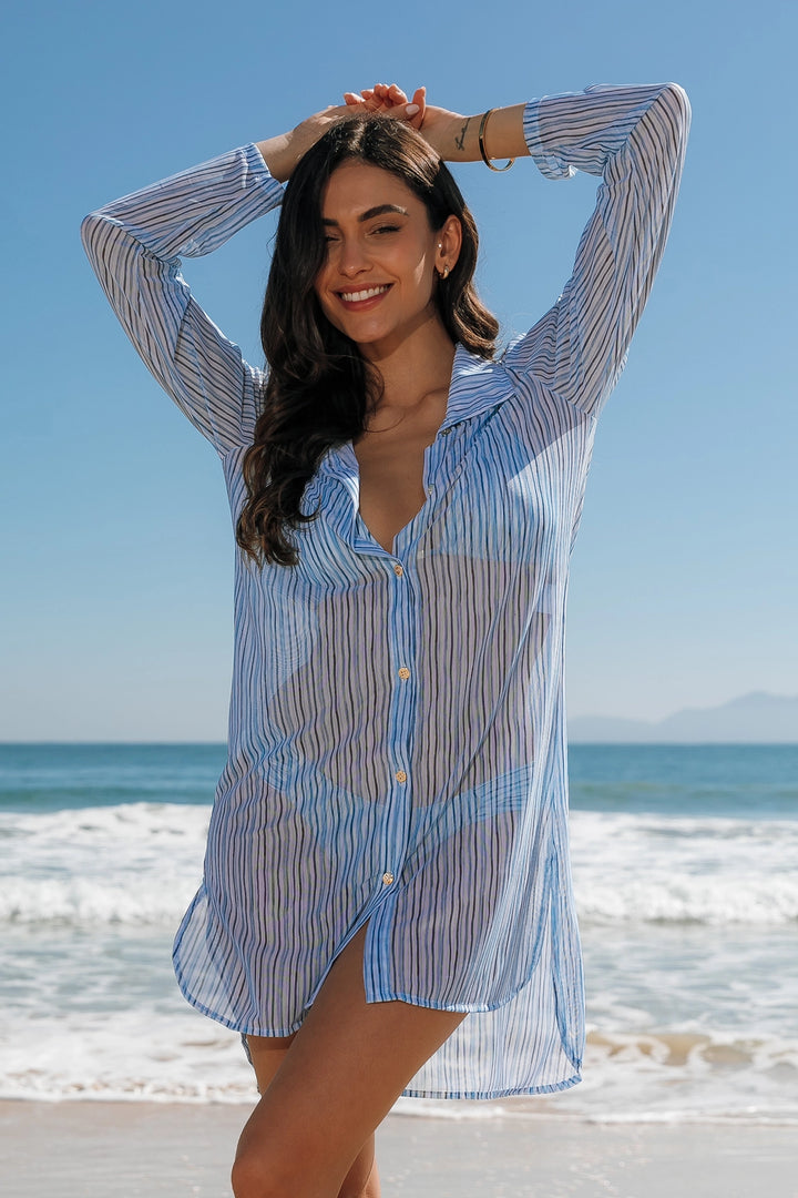 Chemise Vivi Listras Azul Claro