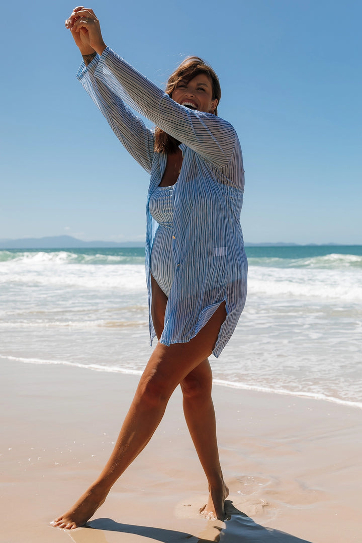 Chemise Vivi Listras Azul Claro