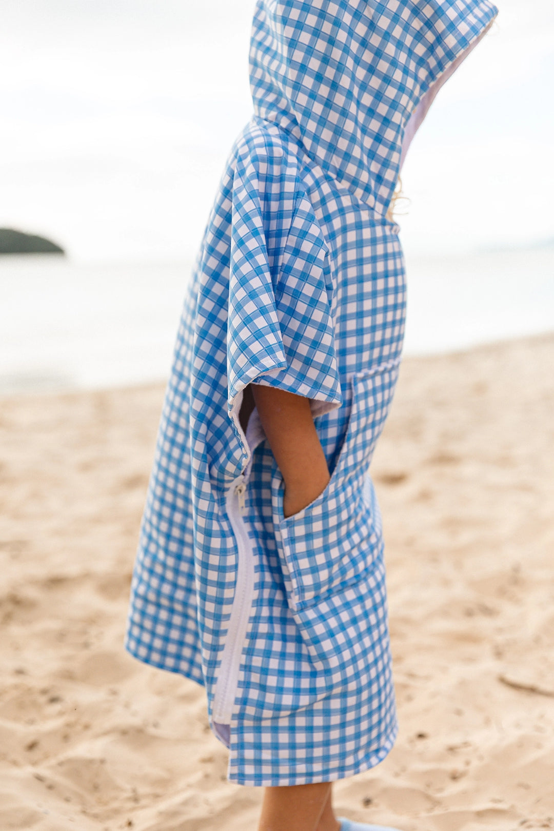 Roupão Infantil Atoalhado Vichy Azul