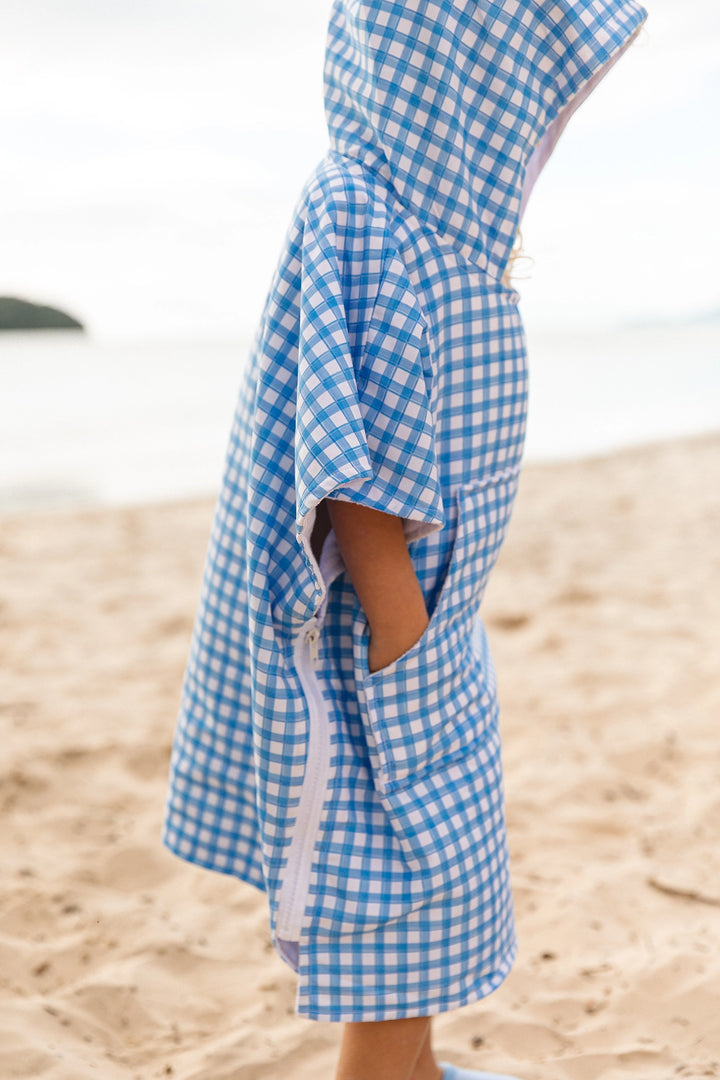 Roupão Infantil Atoalhado Vichy Azul