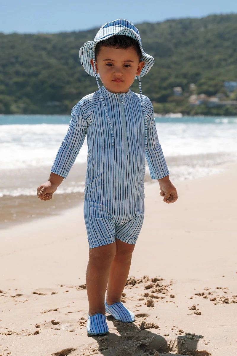 Macaquinho Infantil Listras Azul Claro
