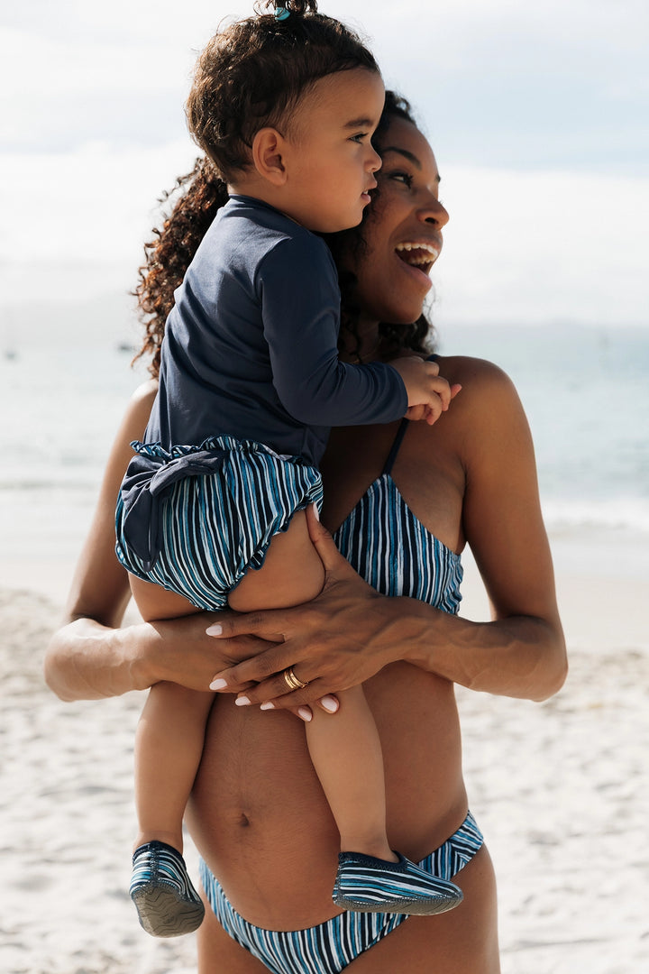 Tapa Fralda Serena Listras Azul Marinho