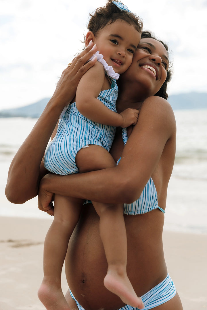 Maiozinho Celina Listras Azul Claro