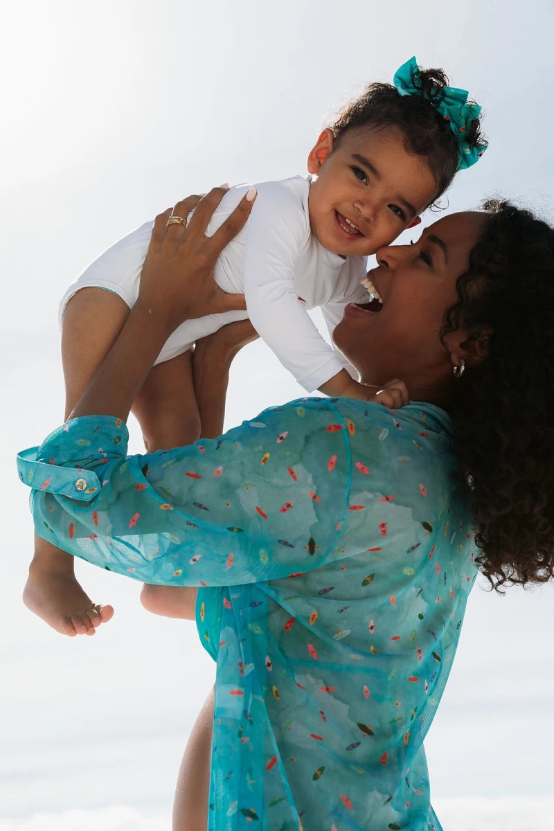 Body de Praia Infantil Manga Longa Proteção UV Branco