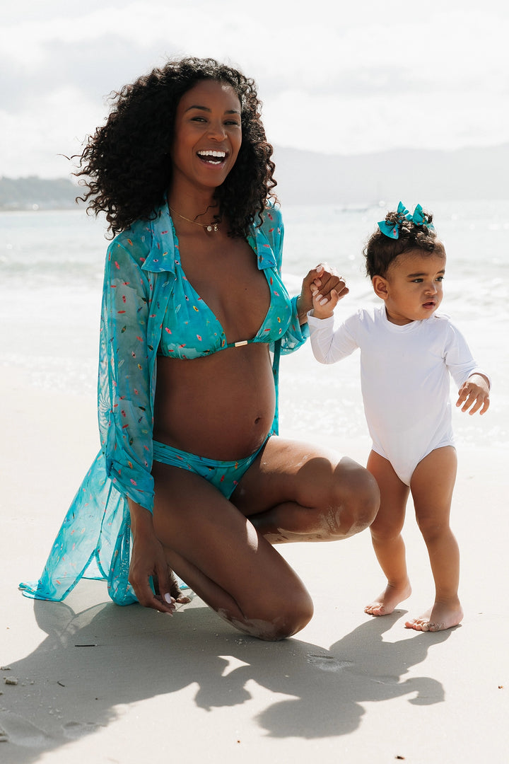 Body de Praia Infantil Manga Longa Proteção UV Branco