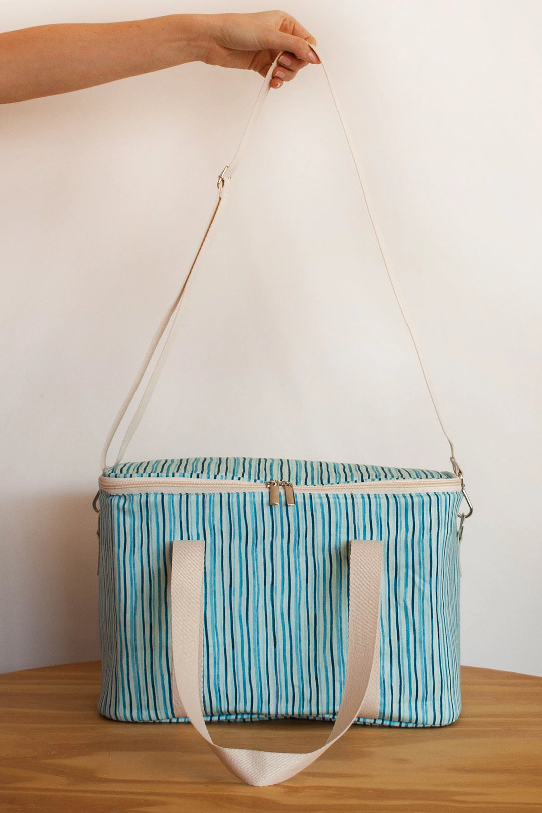 Bolsa Térmica Listras Azul Claro