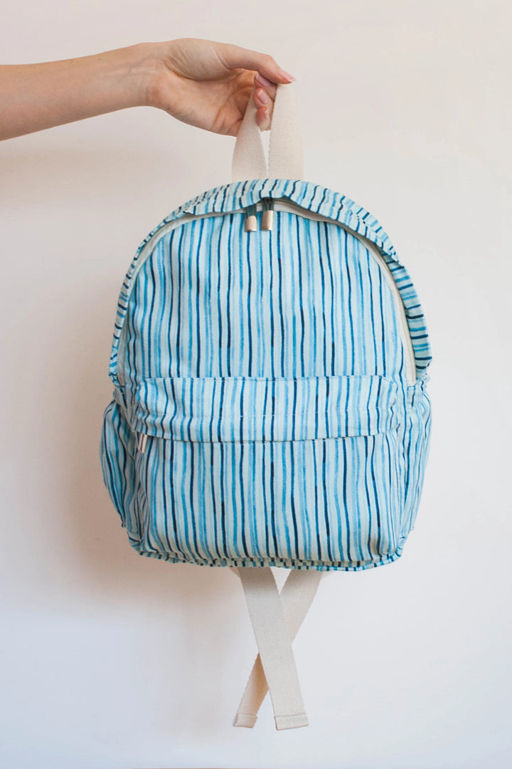 Mochila Infantil Listras Azul Claro