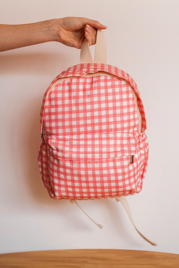 Mochila infantil de escola em estampa best seller da lili sampedro, Vichy Rosa