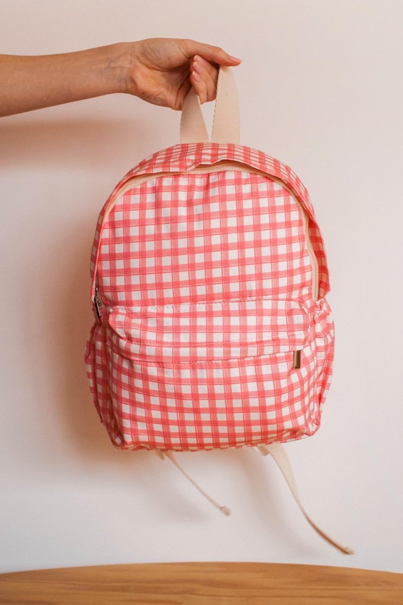 Mochila infantil de escola em estampa best seller da lili sampedro, Vichy Rosa