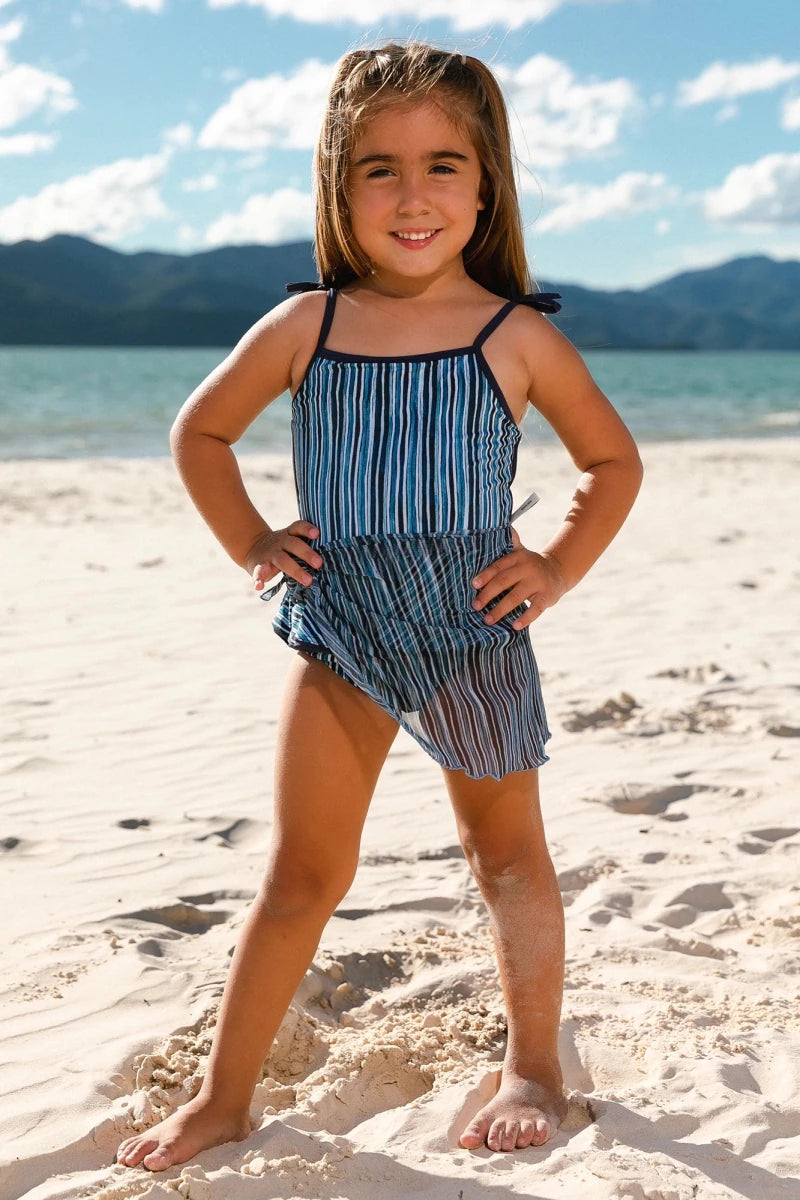 Pareô Infantil Listras Azul Marinho - Lili Sampedro