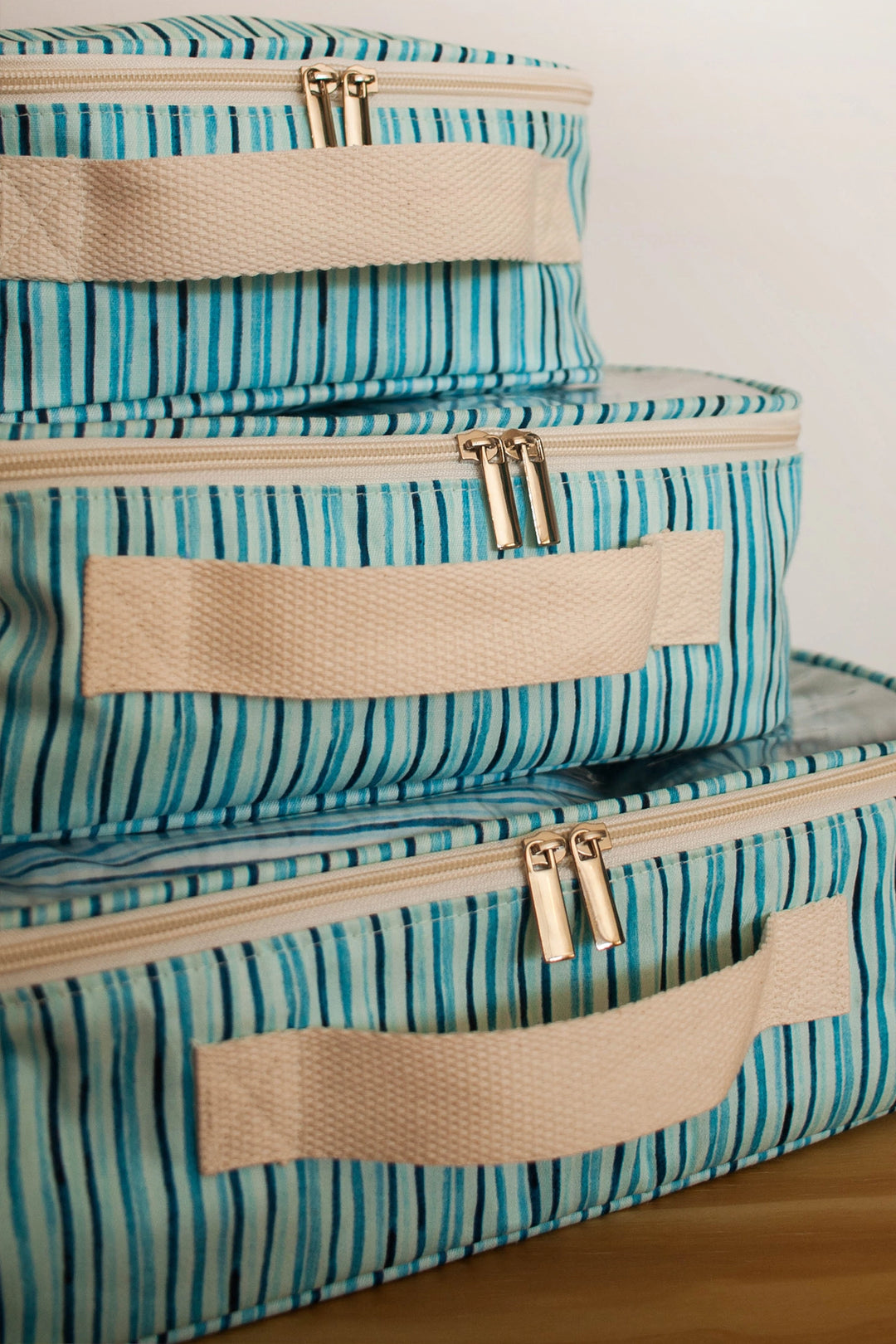 Organizadores de Mala Listras Azul Claro