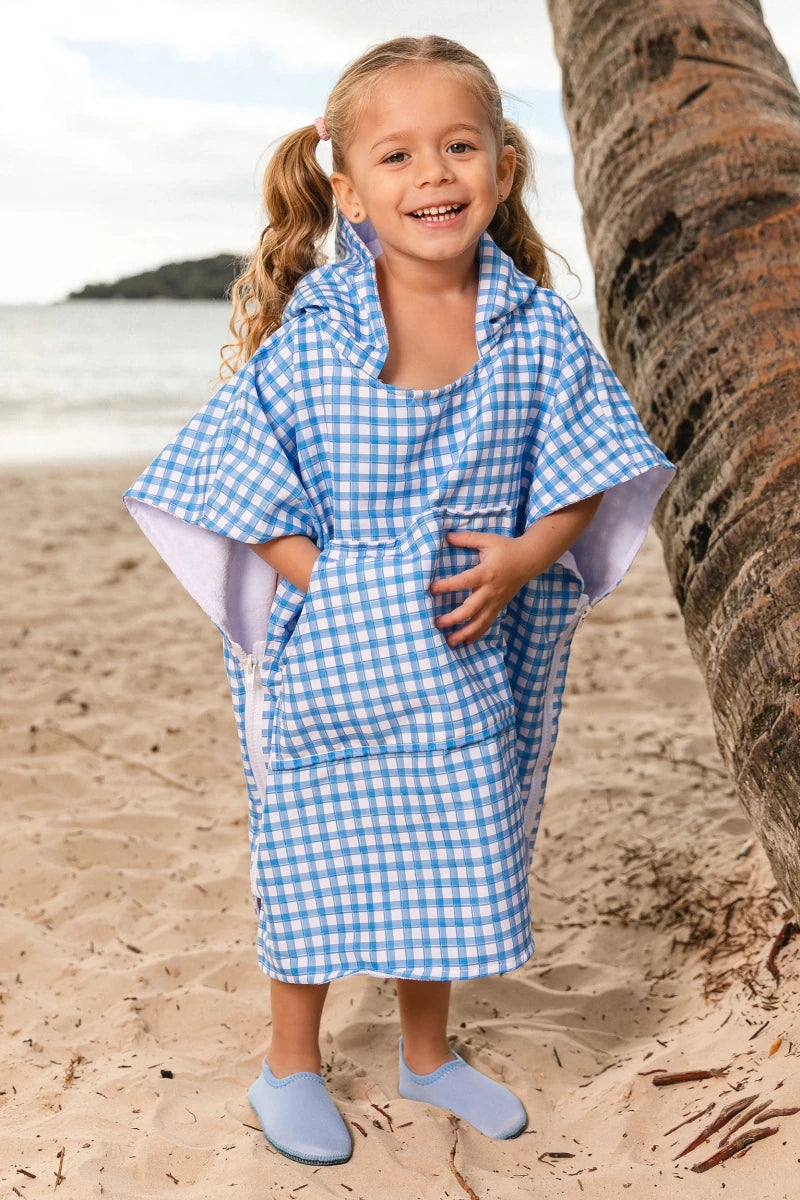 Roupão Infantil Atoalhado Vichy Azul