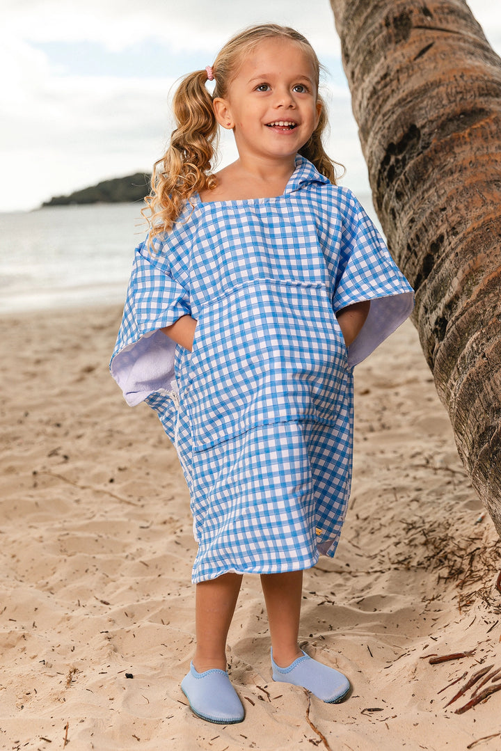 Roupão Infantil Atoalhado Vichy Azul