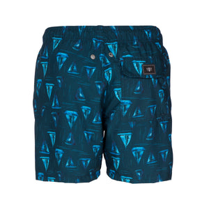 Short Adulto Masculino de Praia na Estampa Barcos Azul Marinho da Collab Nautica da Lili Sampedro e Charada Conceito