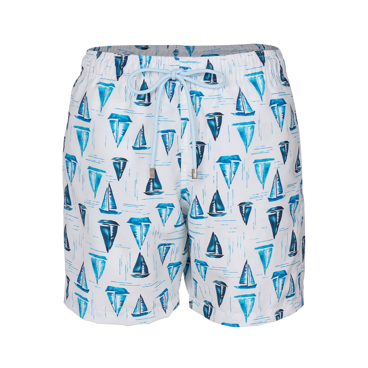Short Adulto Masculino de Praia na Estampa Barcos Off White da Collab Nautica da Lili Sampedro e Charada Conceito