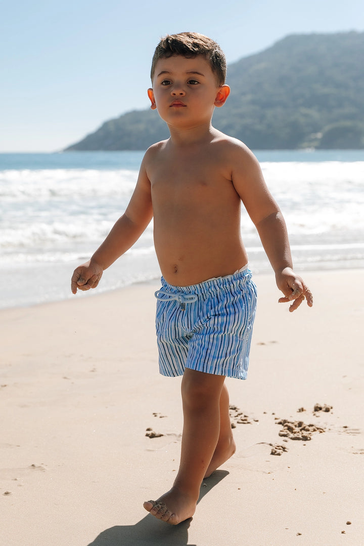 Short Infantil Listras Azul Claro