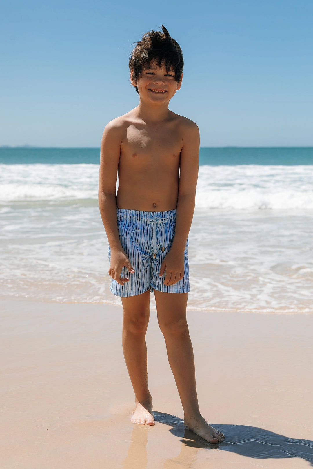 Short Infantil Listras Azul Claro