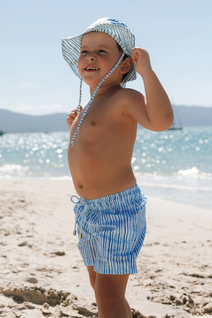 Short Infantil Listras Azul Claro