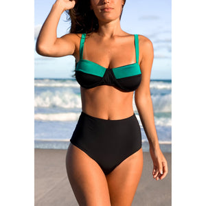 Top de Biquíni tipo Sutia Bi-color Preto e Verde da Lili Sampedro Moda Praia Brasileira