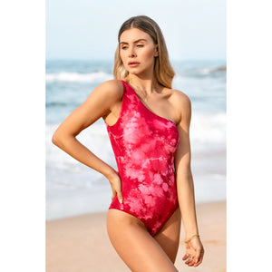 Maio Um Ombro Só Luisa Tie Dye Marsala da Lili Sampedro Moda Praia Feminina
