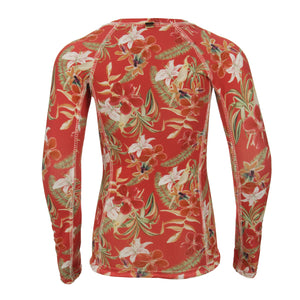 Camiseta UV Infantil de Praia Estampado de Lycra da Lili Sampedro na Estampa Flores Vermelhas