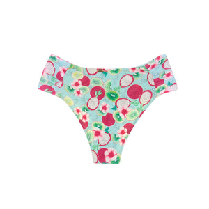 Calcinha de Biquíni Juliana Drapeada nas Laterais com Cintura mais alta e cobertura media na estampa Kiwi e Pitaya da Lili Sampedro Moda Praia