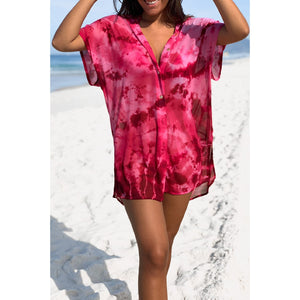 Camisa Alex Saída de Praia de Tule Tie Dye Marsala da Lili Sampedro Moda Praia