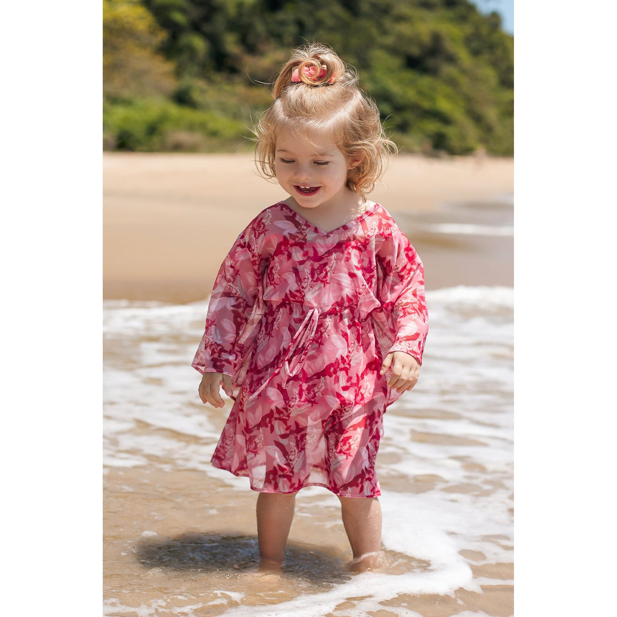 Saída de Praia Infantil Feminino no Modelo Kaftan Kimono Moda Praia Infantil Brasileira
