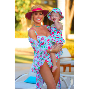 Ana Paula Siebert e Filha combinando com look de Moda Praia Igual da Lili Sampedro
