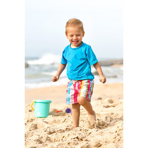 Short Infantil Masculino de Praia na estampa Xadrez da Collab Charada Conceito com a a Lili Sampedro Moda Praia