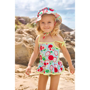 Maio Infantil Feminino com Babadinhos para Praia na Estampa Kiwi e Pitaya da Lili Sampedro
