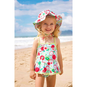 Maio Infantil Feminino com Babadinhos para Praia na Estampa Kiwi e Pitaya da Lili Sampedro